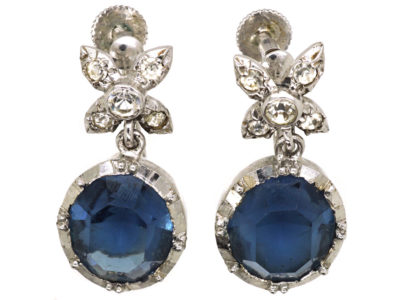 Silver, Blue & White Paste Drop Earrings Silver, Blue & White Paste Drop Earrings