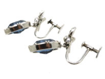 Silver, Blue & White Paste Drop Earrings