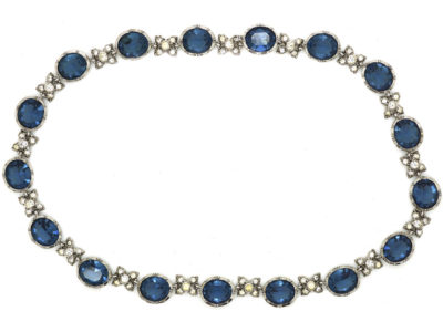 Edwardian Silver & Blue & White Paste Necklace Edwardian Silver & Blue & White Paste Necklace