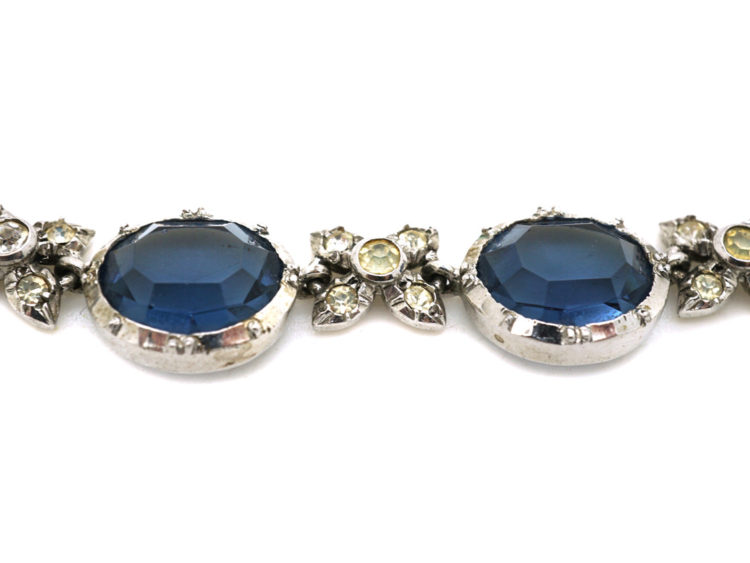 Edwardian Silver & Blue & White Paste Necklace