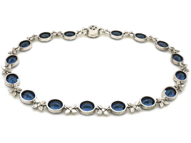 Edwardian Silver & Blue & White Paste Necklace