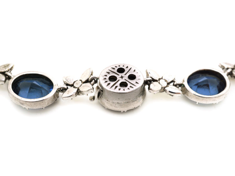 Edwardian Silver & Blue & White Paste Necklace