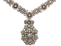 Victorian Silver & Paste Necklace with Pendant Drop