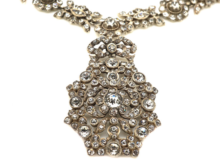 Victorian Silver & Paste Necklace with Pendant Drop (C/9) | The