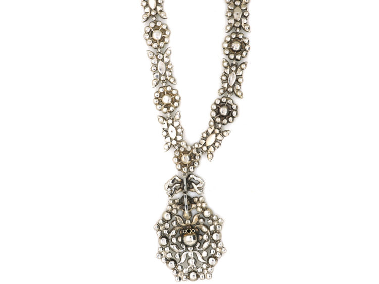 Victorian Silver & Paste Necklace with Pendant Drop