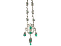 Edwardian Silver & Green & White Paste Necklace