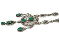 Edwardian Silver & Green & White Paste Necklace