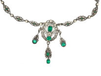 Edwardian Silver & Green & White Paste Necklace