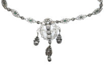 Edwardian Silver & Green & White Paste Necklace