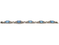 Art Deco Silver & Blue & White Paste Bracelet