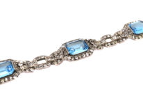 Art Deco Silver & Blue & White Paste Bracelet