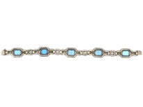 Art Deco Silver & Blue & White Paste Bracelet
