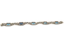 Art Deco Silver & Blue & White Paste Bracelet