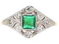 Art Deco Emerald & Diamond Ring