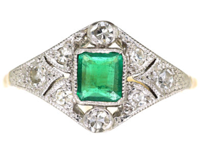 Art Deco Emerald & Diamond Ring