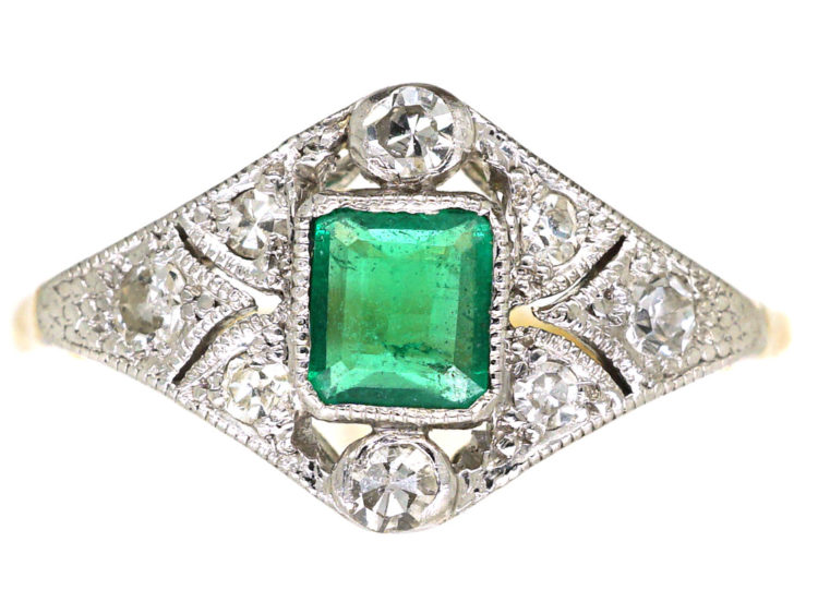 Art Deco Emerald & Diamond Ring