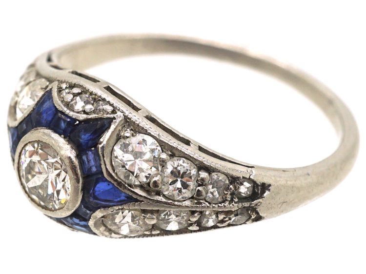 Art Deco Platinum, Diamond & Sapphire Ring