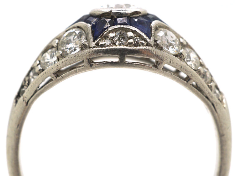 Art Deco Platinum, Diamond & Sapphire Ring
