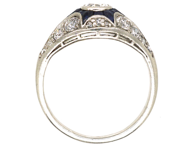 Art Deco Platinum, Diamond & Sapphire Ring