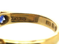 Edwardian 18ct Gold Five Stone Sapphire Carved Half Hoop Ring