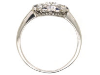 Art Deco Platinum, Diamond & Sapphire Round Cluster Ring