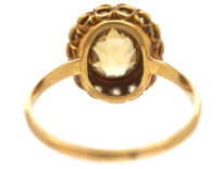 Edwardian 18ct Gold, Topaz & Diamond Oval Cluster Ring
