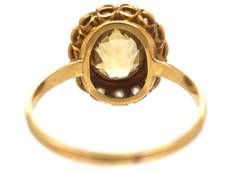 Edwardian 18ct Gold, Topaz & Diamond Oval Cluster Ring