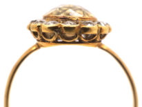 Edwardian 18ct Gold, Topaz & Diamond Oval Cluster Ring