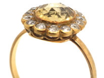 Edwardian 18ct Gold, Topaz & Diamond Oval Cluster Ring