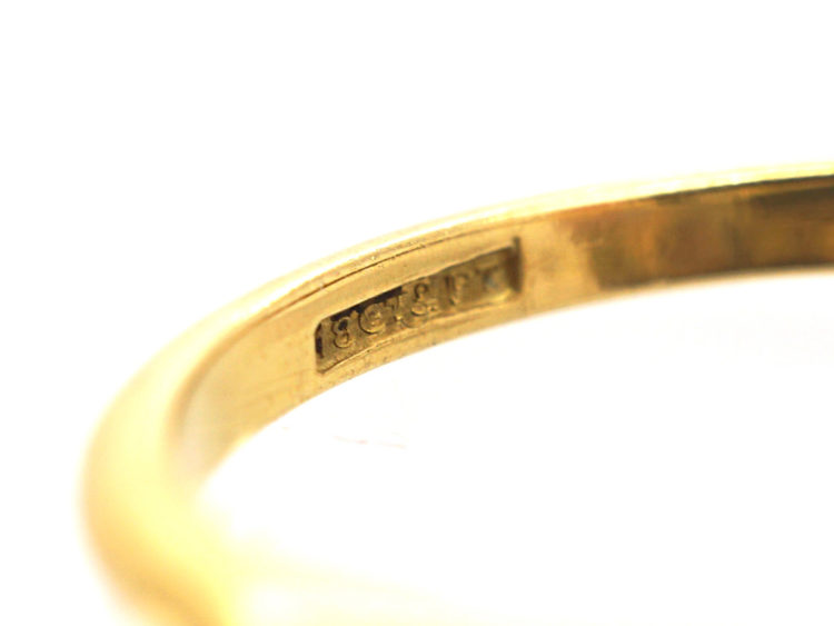 Art Deco 18ct Gold, Rectangular Aquamarine & Diamond Ring