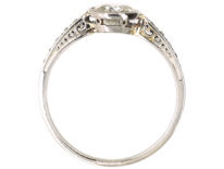 Art Deco Platinum, Diamond Solitaire Ring with Diamond Set Shoulders