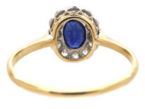 Edwardian 18ct Gold & Platinum, Sapphire & Diamond Oval Cluster Ring