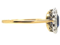 Edwardian 18ct Gold & Platinum, Sapphire & Diamond Oval Cluster Ring