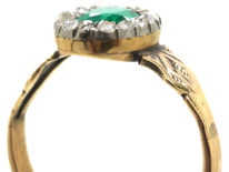 Victorian 18ct Gold, Diamond & Emerald Oval Cluster Ring