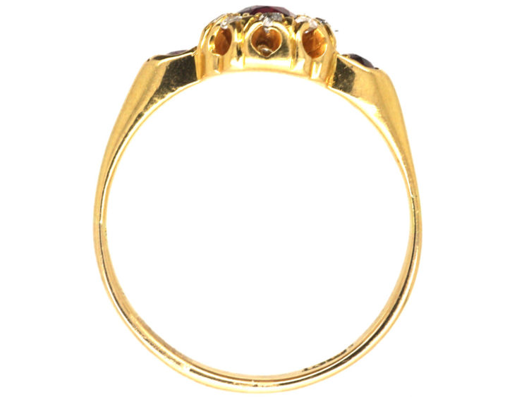 Edwardian 18ct Gold, Ruby & Diamond Cluster Ring