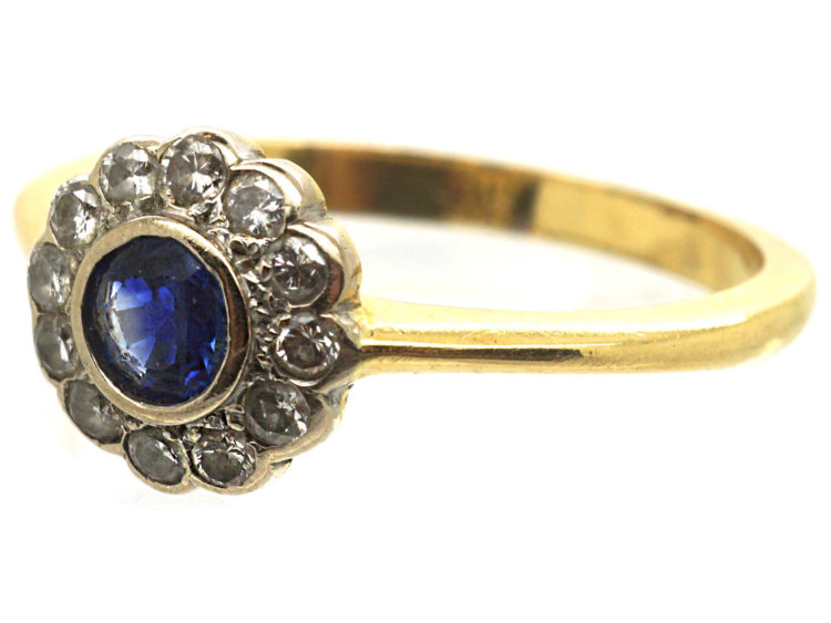 18ct Gold, Sapphire & Diamond Cluster Ring