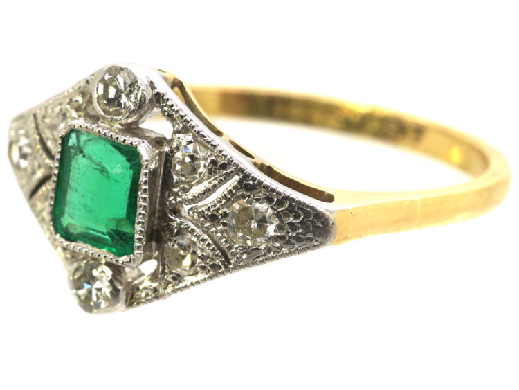 Art Deco Emerald & Diamond Ring