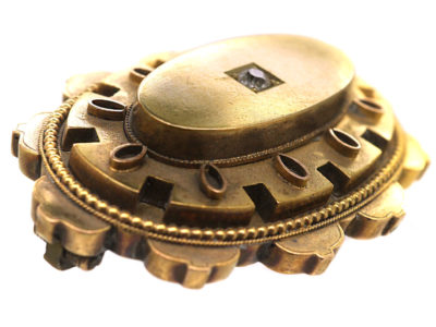 Victorian 15ct Gold Oval Brooch Brooch set with a Diamond