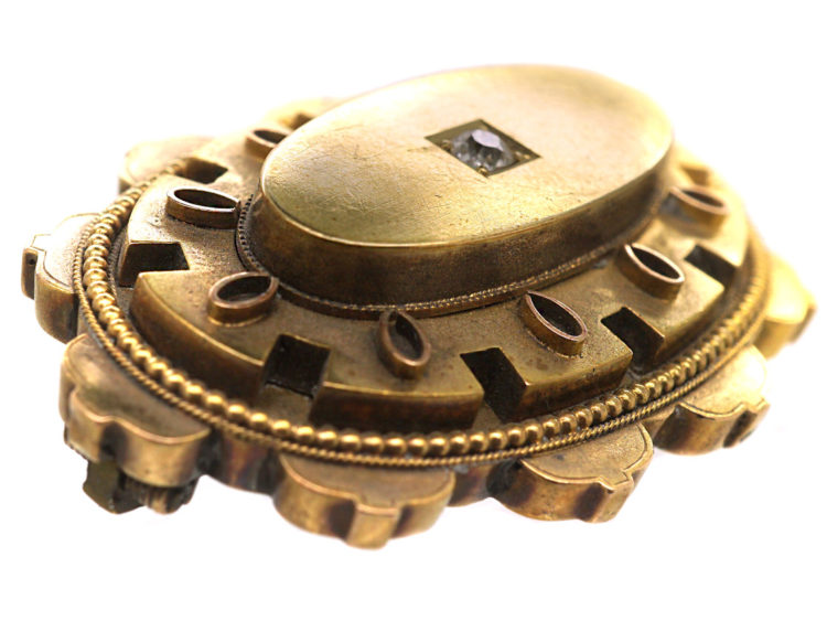 Victorian 15ct Gold Oval Brooch Brooch set with a Diamond