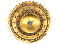 Victorian 15ct Gold Round Brooch set with a Rose Diamond
