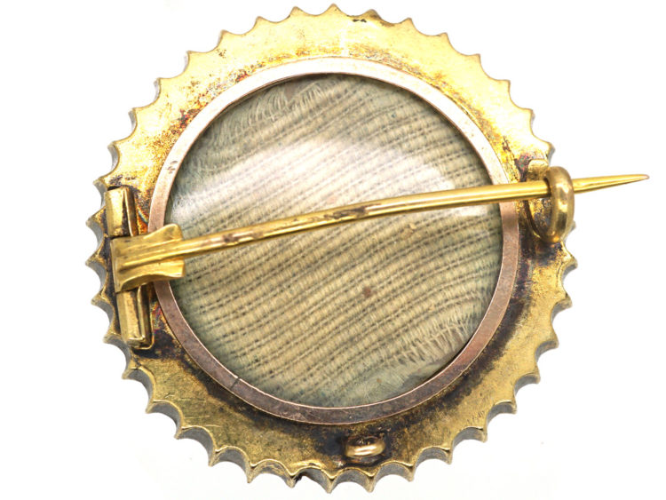 Victorian 15ct Gold Round Brooch set with a Rose Diamond