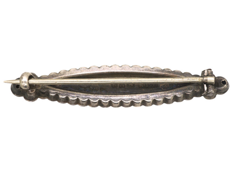 Victorian Silver & Red & White Paste Brooch
