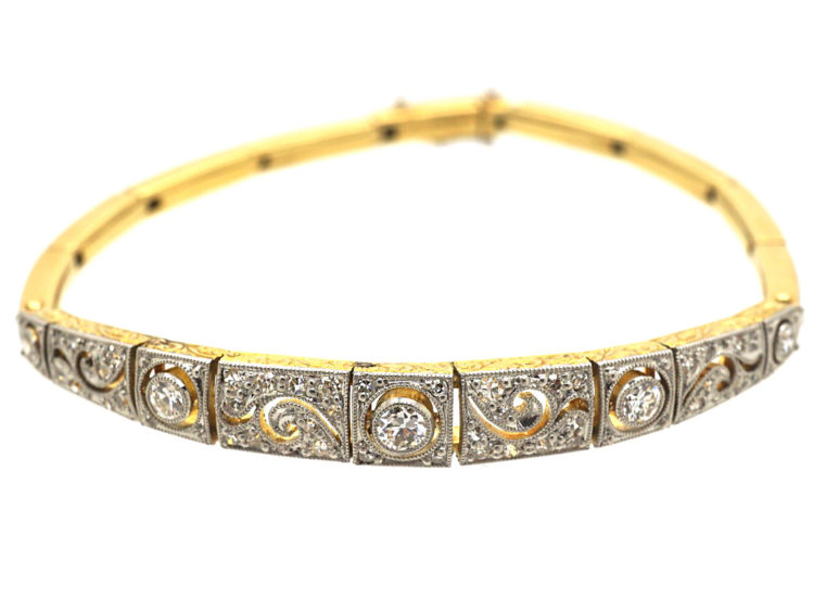 Art Deco 18ct Gold & Platinum, Diamond Bracelet