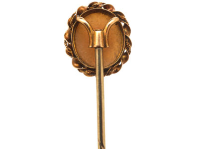 Victorian 15ct Gold & Shell Cameo Tie Pin of a Classical Lady's Head