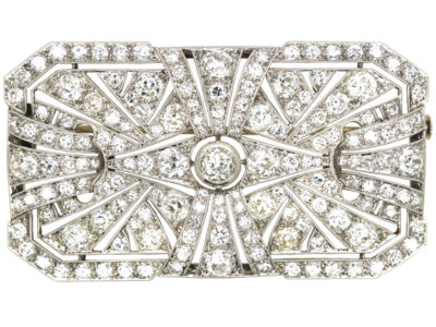 Large Art Deco Platinum & Diamond Rectangular Brooch Large Art Deco Platinum & Diamond Rectangular Brooch