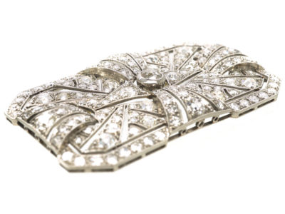 Large Art Deco Platinum & Diamond Rectangular Brooch