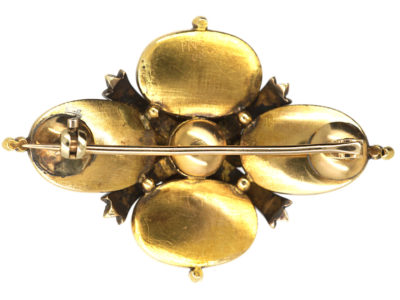 Victorian Cabochon Garnet & Rose Diamond Brooch