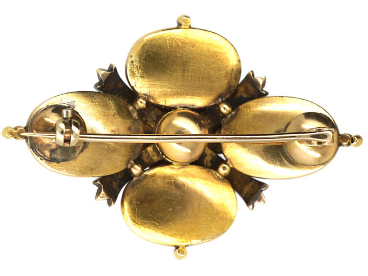 Victorian Cabochon Garnet & Rose Diamond Brooch
