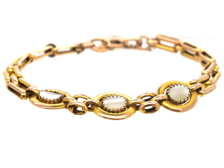 Edwardian 9ct Gold & Mother Of Pearl Arts & Crafts Bracelet