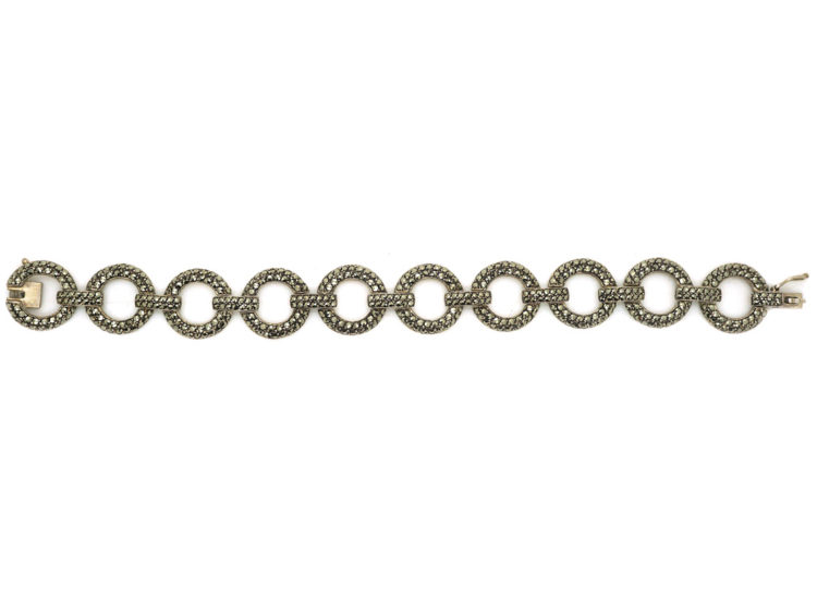 Art Deco Silver & Marcasite Circles Bracelet